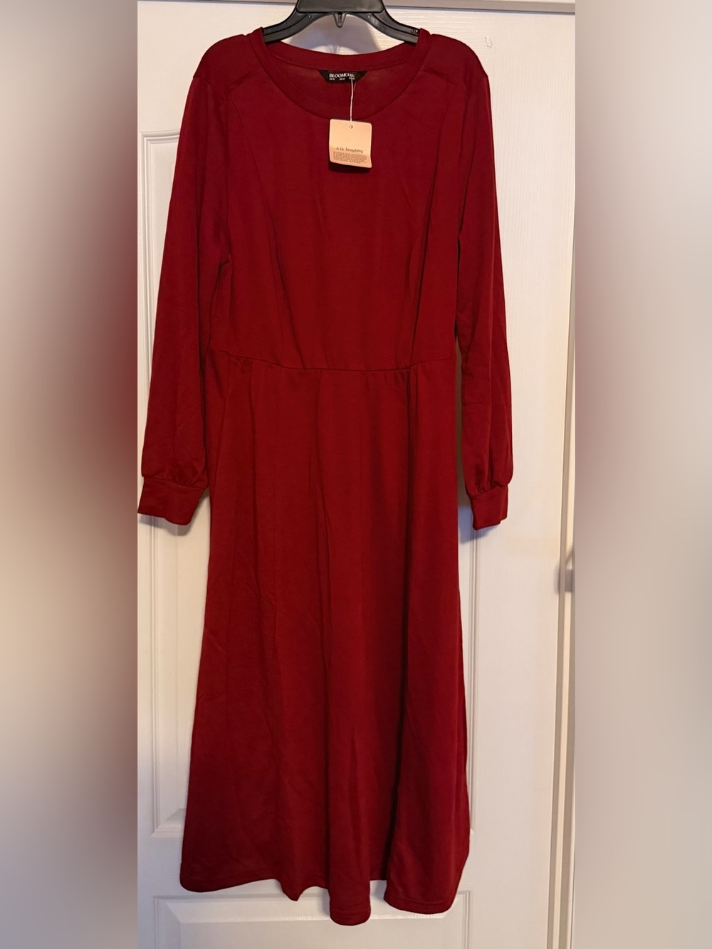 BloomChic Red Long Sleeve Midi Dress